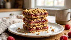 Crumble rezy s malinovým džemom: rýchly plechový koláč, ktorý drží tvar